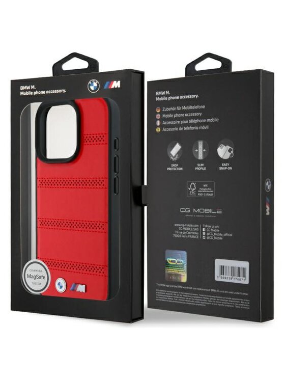 BMW Motorsport BMW Motorsport Etui na telefon M Perforated Tricolor Line Czerwony