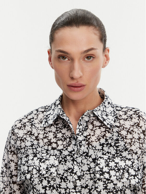 MICHAEL Michael Kors MICHAEL Michael Kors Рокля тип риза MS582UXH7F Черен Relaxed Fit