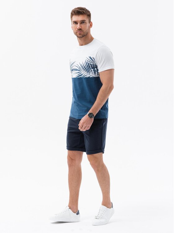 Ombre Ombre T-Shirt S2043 Niebieski Regular Fit