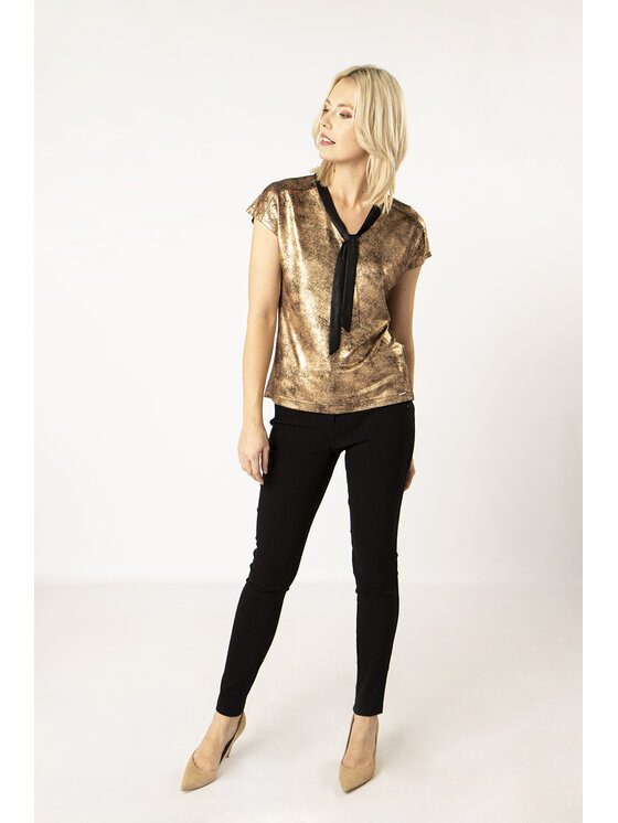 QUIOSQUE QUIOSQUE Halenka TIE BLOUSE Hnědá Regular Fit