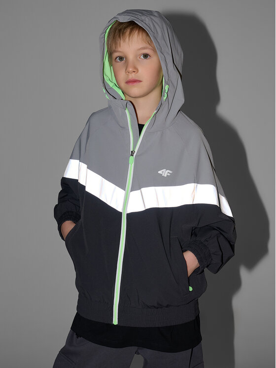 4F 4F Kurtka przejściowa URBAN ATHLETICS Szary ciemny Loose Fit