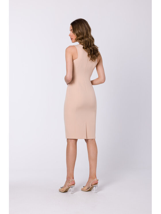 Stylove Stylove Sukienka koktajlowa S342 Beżowy Regular Fit