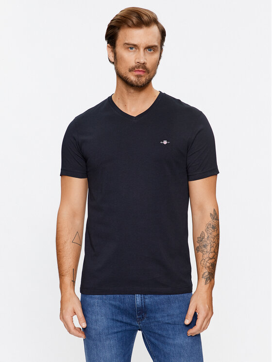 Gant T-krekls Shield 2003186 Melns Slim Fit