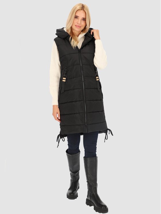 Perso Perso Vesta długa ocieplana z kapturem Černá Regular Fit