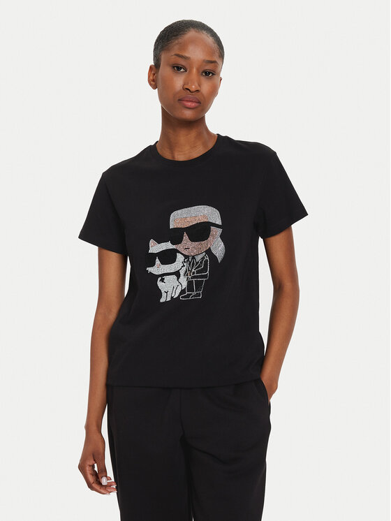 KARL LAGERFELD T-krekls Ikonik 2.0 230W1772 Melns Regular Fit