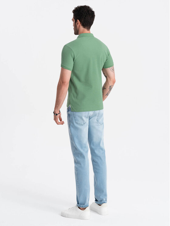 Ombre Ombre Polo OM-POBS-0100 Zielony Regular Fit