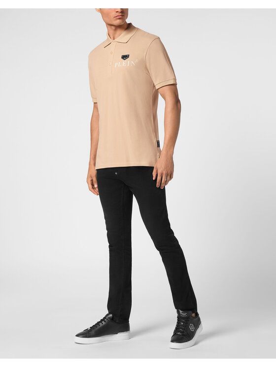 PHILIPP PLEIN PHILIPP PLEIN Polo 9553 Beżowy Slim Fit