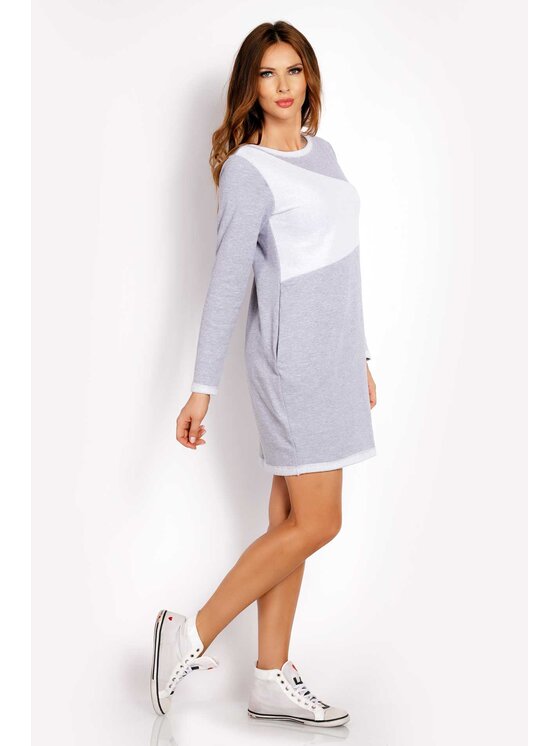 Awama Awama Úpletové šaty L020 Sivá Basic Fit