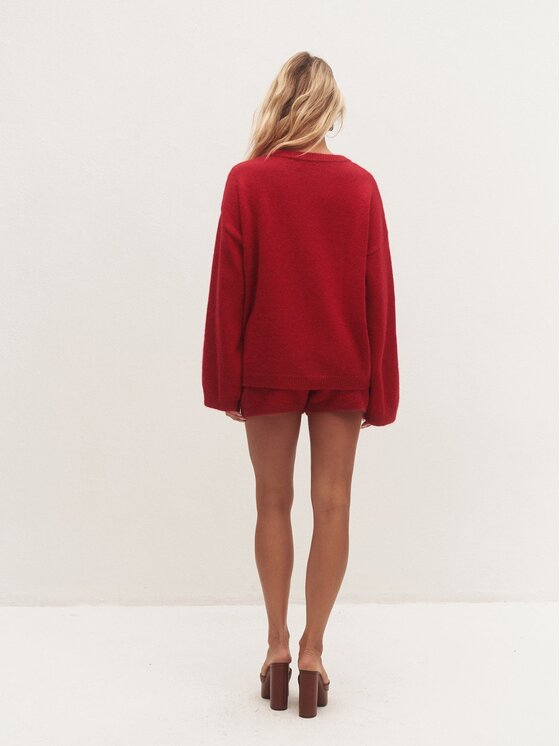 Le Collet Le Collet Sweter DIANA Czerwony Oversize