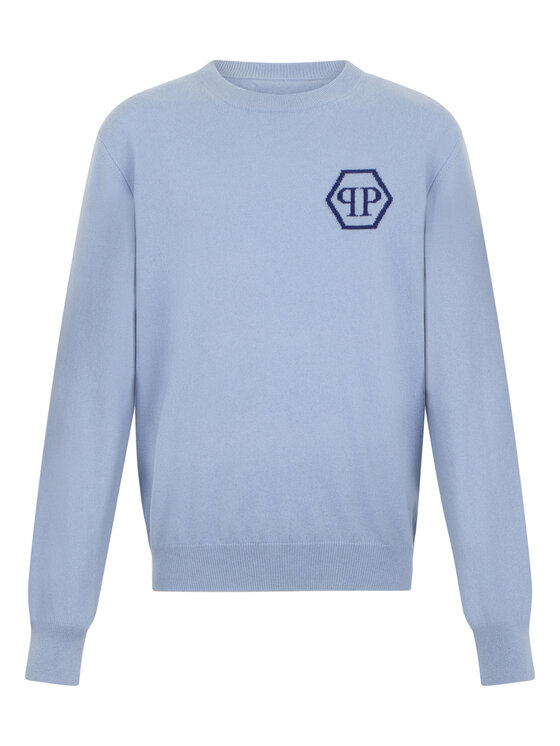 PHILIPP PLEIN PHILIPP PLEIN Sweter 29047 Niebieski jasny Regular Fit
