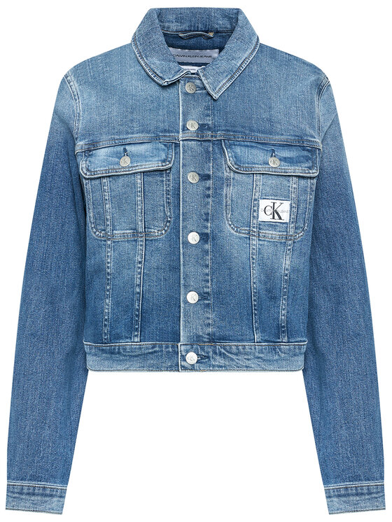 Calvin Klein Jeans Džinsinė striukė J20J216305 Mėlyna Cropped Fit •  Modivo.lt