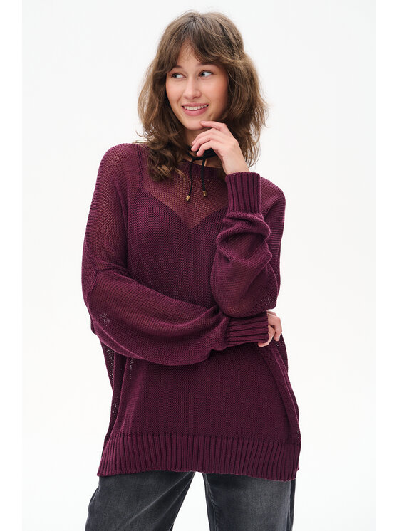blue shadow blue shadow Sweter Fidżi Fioletowy Regular Fit