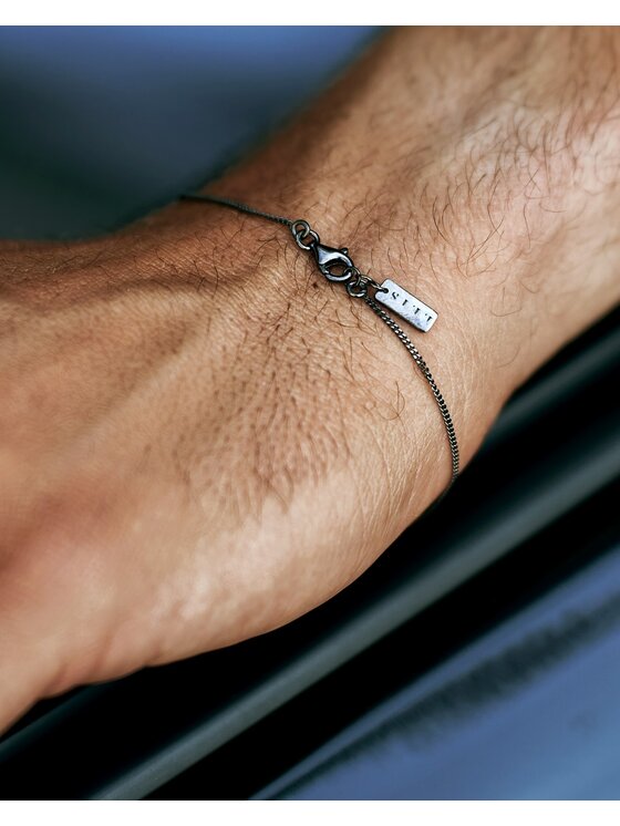 Leis Leis Bracciale Minimal Black Placcatura in argento rodiato