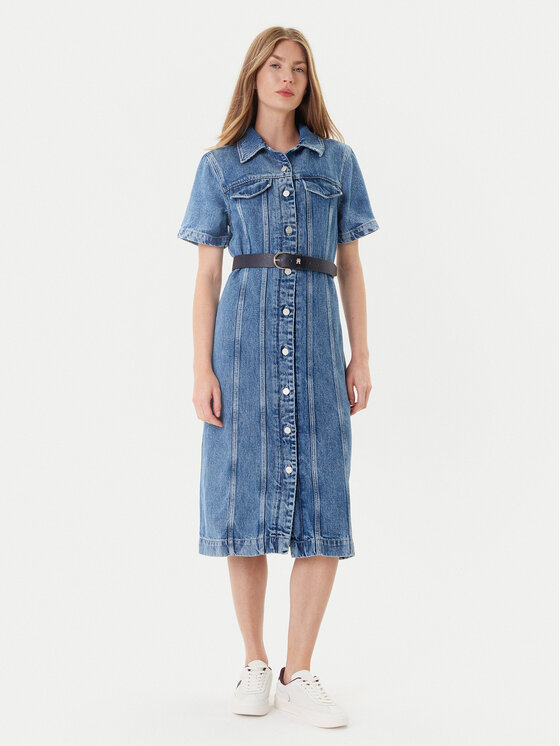 Tommy Hilfiger Tommy Hilfiger Džinsinė suknelė WW0WW46638 Mėlyna Slim Fit