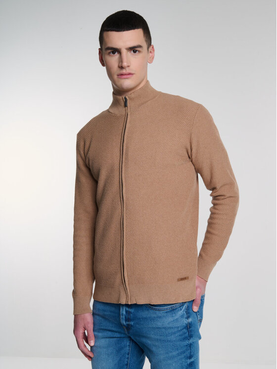 BIG STAR BIG STAR Sweter ADAL_802_160 Brązowy Basic Fit