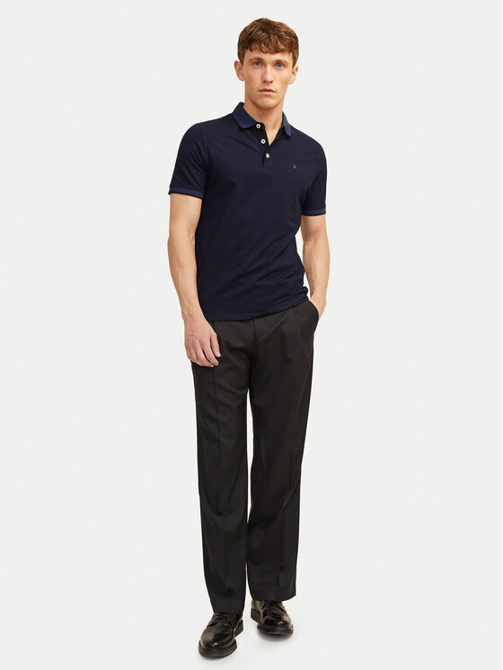 Jack & Jones Jack & Jones Тениска с яка и копчета Paulos 12136668 Тъмносин Slim Fit