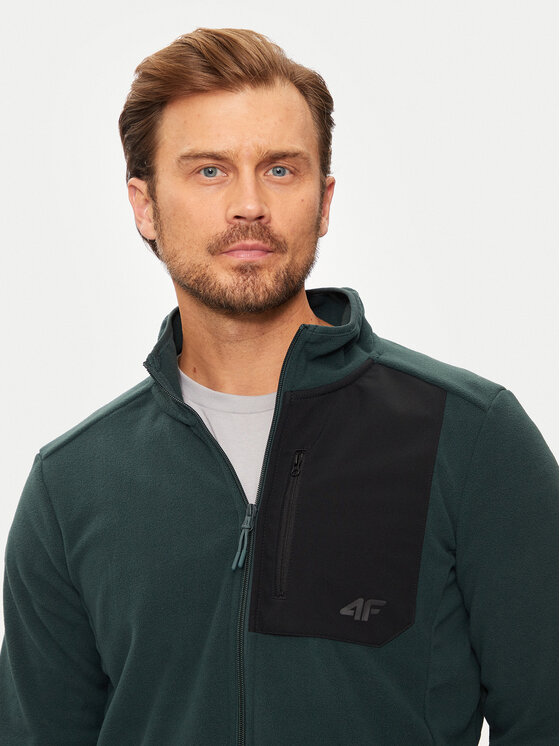 4F 4F Felpa di pile 4FWAW24TFLEM250 Verde Regular Fit