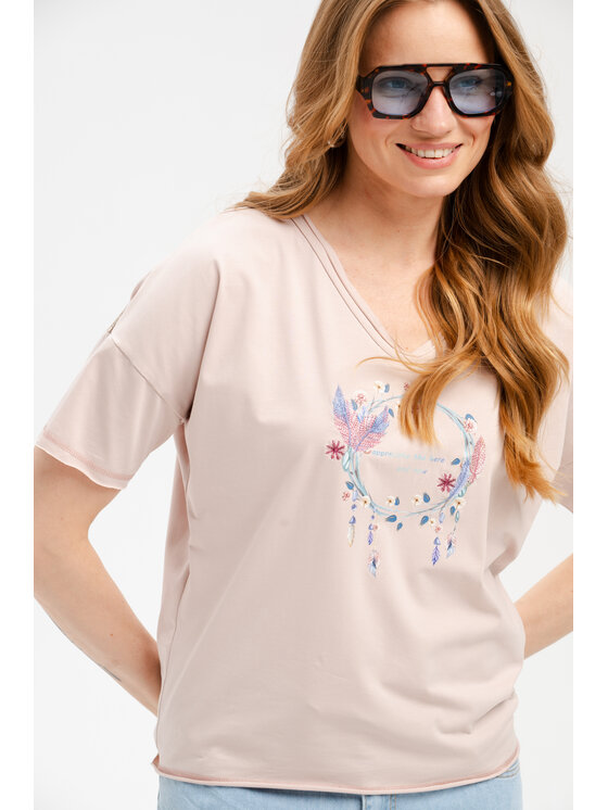 blue shadow blue shadow Bluzka Elma Beżowy Regular Fit