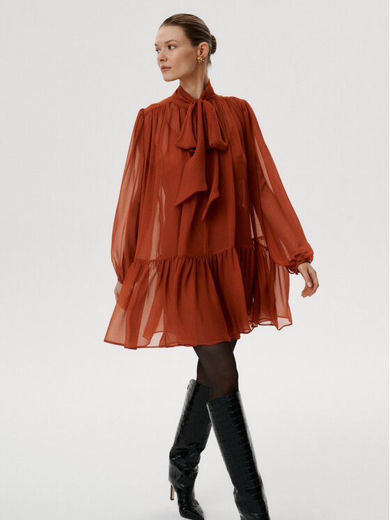 MARI PRETI MARI PRETI Abito da cocktail Romena Marrone Regular Fit