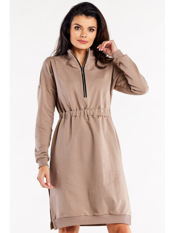Infinite You Infinite You Úpletové šaty M322 Hnědá Basic Fit