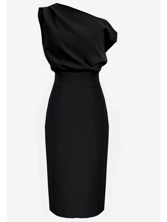 Kasia Zapała Kasia Zapała Sukienka elegancka Sukienka Annie midi czarna Czarny Slim Fit