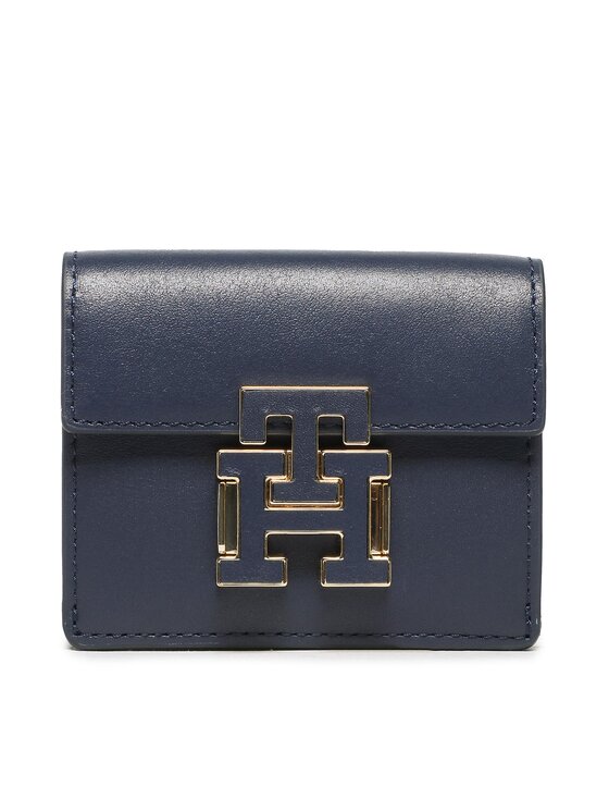 Tommy Hilfiger Majhna ženska denarnica Push Lock Leather Wallet AW0AW14344 Mornarsko modra