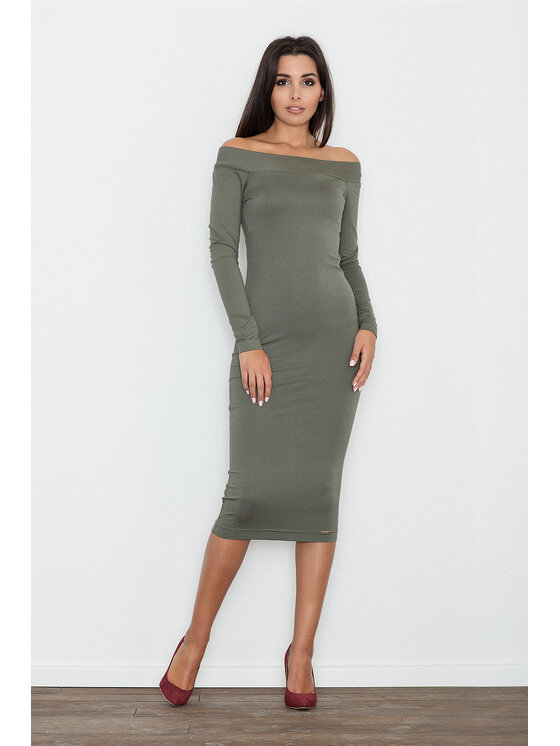 FIGL FIGL Sukienka M558 Khaki Slim Fit
