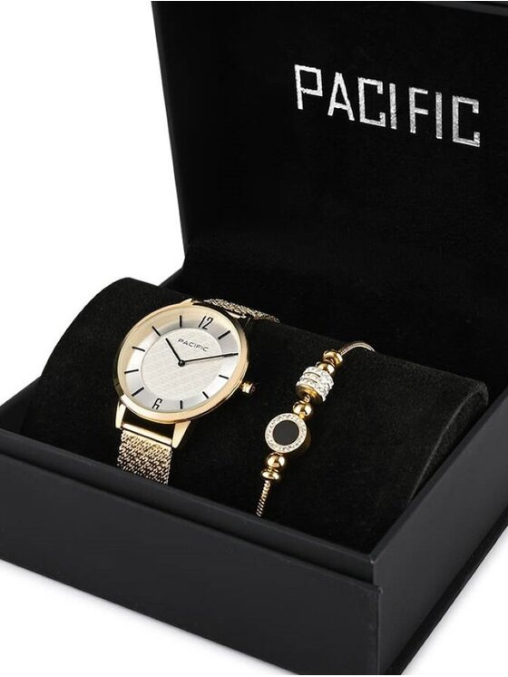 Pacific Pacific Zestaw zegarek i bransoletka PACIFIC X6190 Złoty