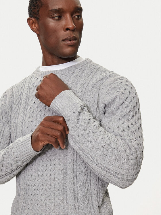 INDICODE INDICODE Пуловер Belinski 35-380 Сив Regular Fit