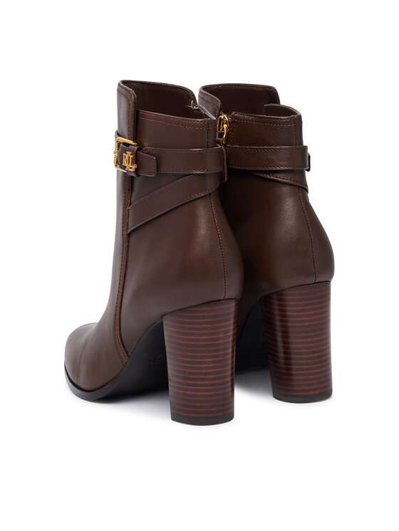 LAUREN RALPH LAUREN LAUREN RALPH LAUREN Čizme Brooke II Calfskin Bootie Heel 802974475003 Smeđa