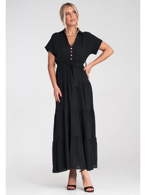 FIGL FIGL Sukienka letnia M1195 Czarny A-Line Fit