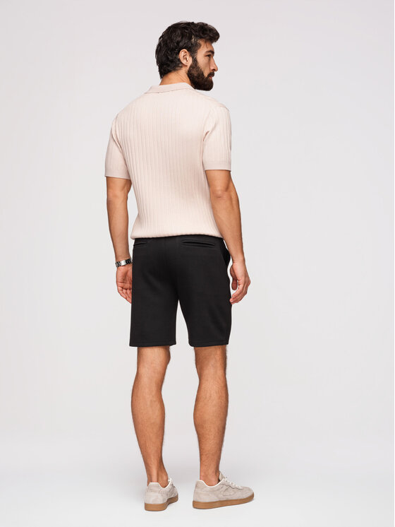 Ombre Ombre Szorty materiałowe OM-SRBC-0153 Czarny Regular Fit