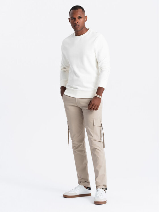 Ombre Ombre Spodnie materiałowe OM-PACG-0197 Beżowy Regular Fit