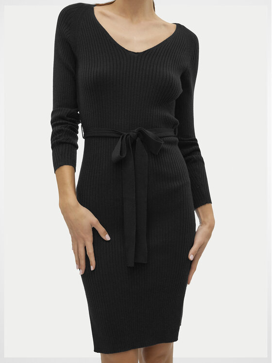 Vero Moda Vero Moda Kötött ruha Saba 10309320 Fekete Slim Fit