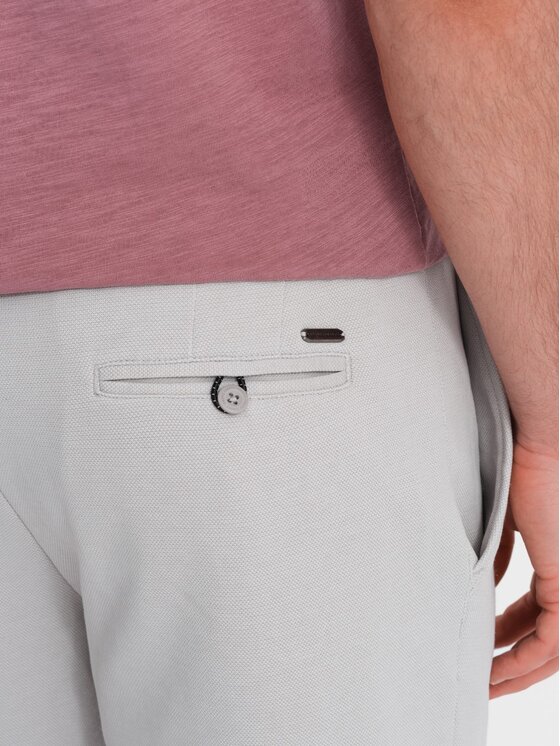 Ombre Ombre Šortky z materiálu OM-SRCS-0127 Šedá Slim Fit