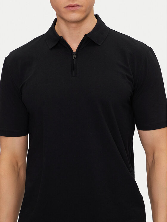 HUGO HUGO Тениска с яка и копчета Dekok233 50543368 Черен Regular Fit