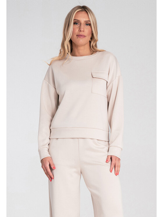 FIGL FIGL Bluza M1202 Beżowy Regular Fit