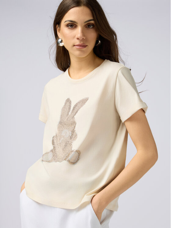 Oltre Oltre T-shirt G421J004224N021 Écru Regular Fit