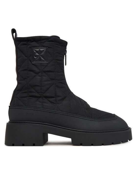 Calvin Klein Calvin Klein Botki Chunky Zip Boot Mat Mix Aop Em HW0HW03205 Brązowy ciemny