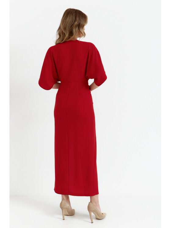 Makover Makover Sukienka codzienna K163 Czerwony Modern Fit