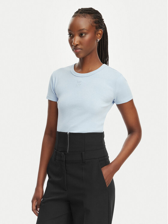 HUGO HUGO T-krekls Delanor 50512000 Gaiši zila Slim Fit