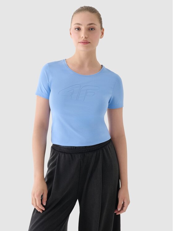 4F 4F Tričko 4FWMM00TTSHF1846-32S Modrá Slim Fit