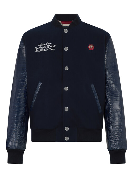 PHILIPP PLEIN PHILIPP PLEIN Kurtka bomber 29072 Granatowy Regular Fit