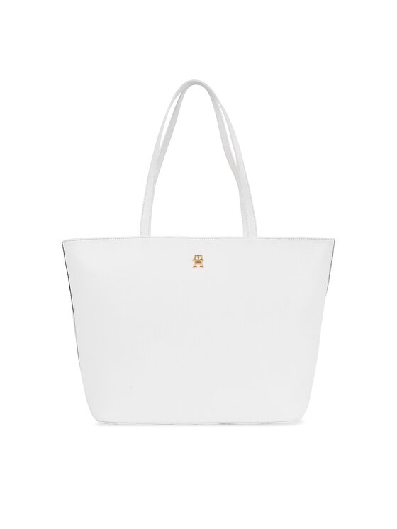 Geantă Tommy Hilfiger Th Essential Sc Tote Corp AW0AW16089 Alb