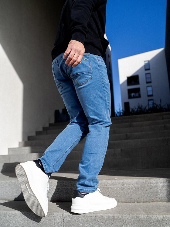 Urban City Urban City Jeansy Spodnie Jeansowe Męskie Jasne Niebieskie UrbanCity Pocket Logo 38 Niebieski Regular Fit