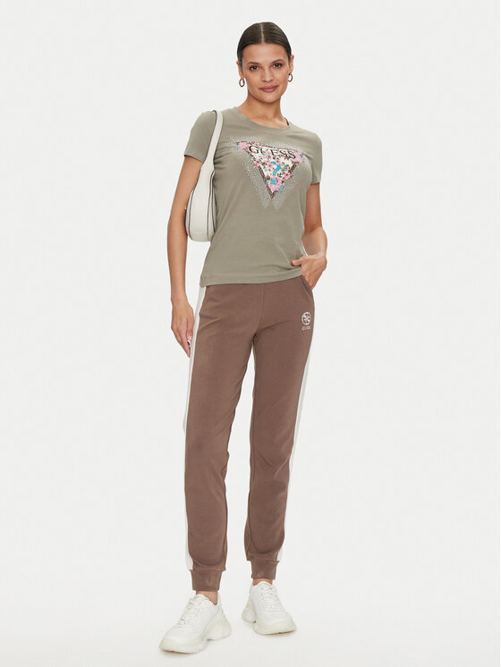 Guess Guess Marškinėliai Cherry Flower W4YI26 J1314 Žalia Slim Fit