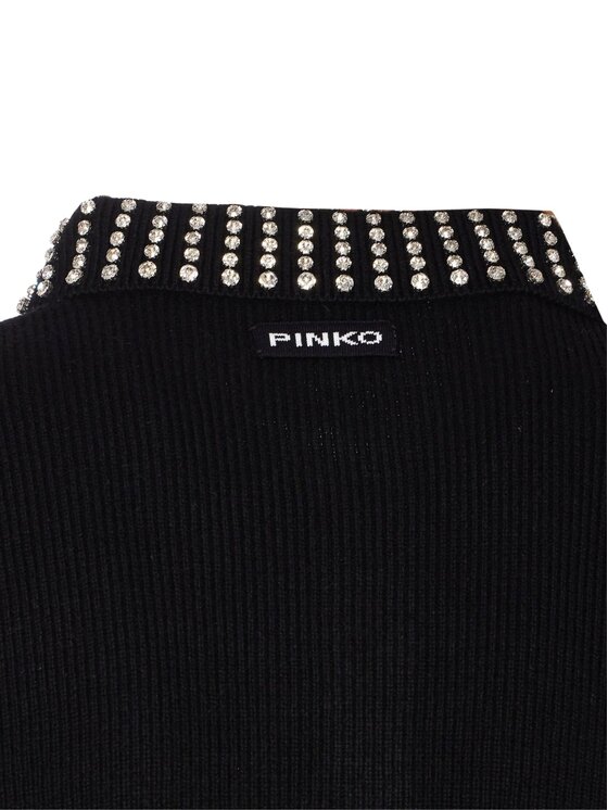 PINKO PINKO T-shirt Emilia maglia blend con strass Nero Slim Fit