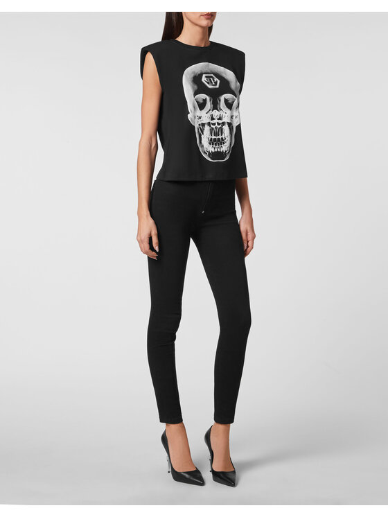 PHILIPP PLEIN PHILIPP PLEIN Top 1077 Čierna Regular Fit