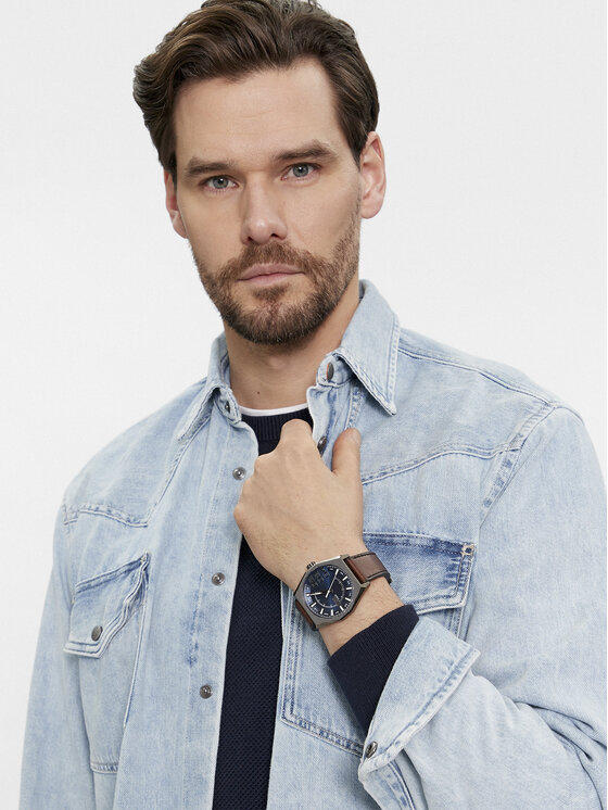 Diesel Diesel Orologio Double Scraper DZ2189 Marrone