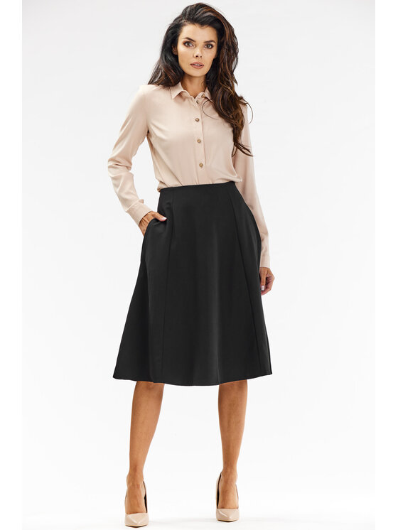 Awama Awama Spódnica A673 Czarny Basic Fit